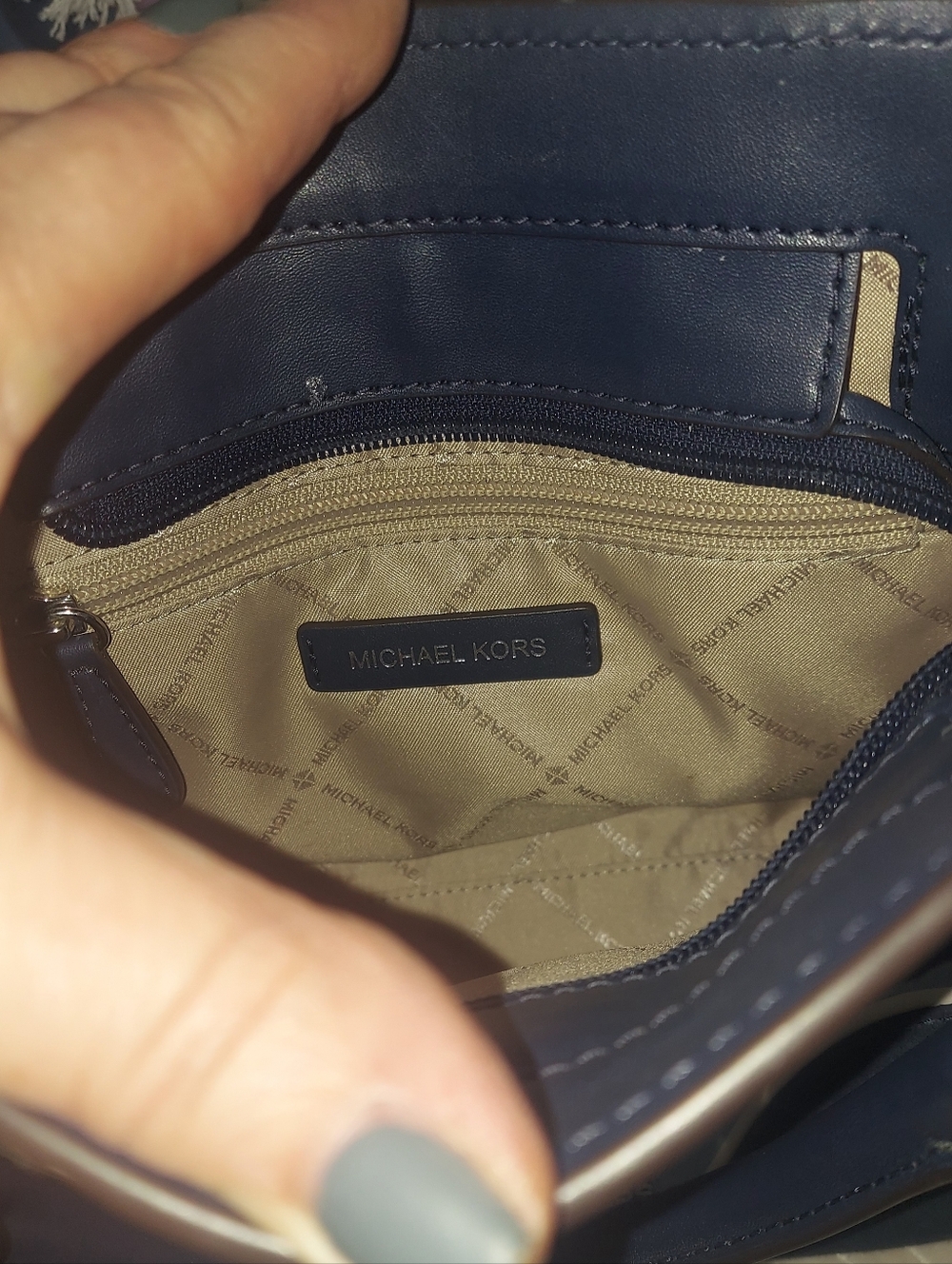 Michael Kors Hamilton In White, Navy , Light Blue & Lime Green Leather Satchel - Picture 9 of 10